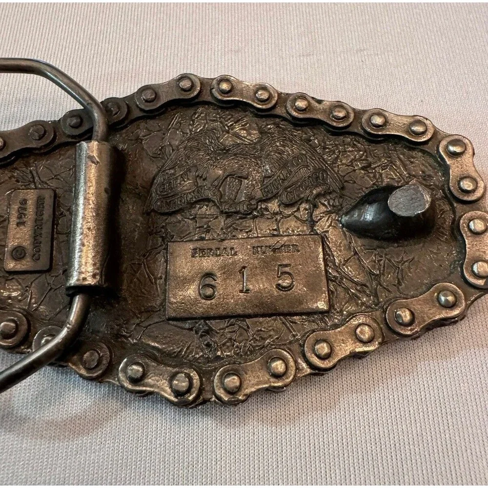 Vintage 1970’s Harley Davidson Motorcycle Chain Belt Buckle Metal - Picture 4 of 9